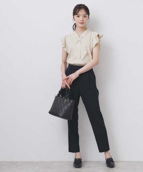 【即日発送】FRAY I.D シアースリーブボウタイニット　ブラック FRAY I.D（フレイ・アイディー） ＼SALE50%OFF／即日発送/FRAY I.D