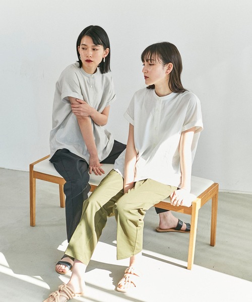 「ReNorm」 半袖ブラウス フリー オフホワイト レディース_画像9