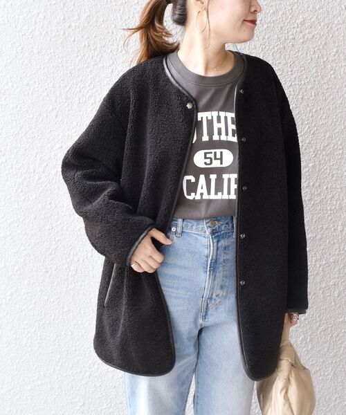 SHIPS（シップス） ノーカラーコート ONE SIZE ブラック レディース