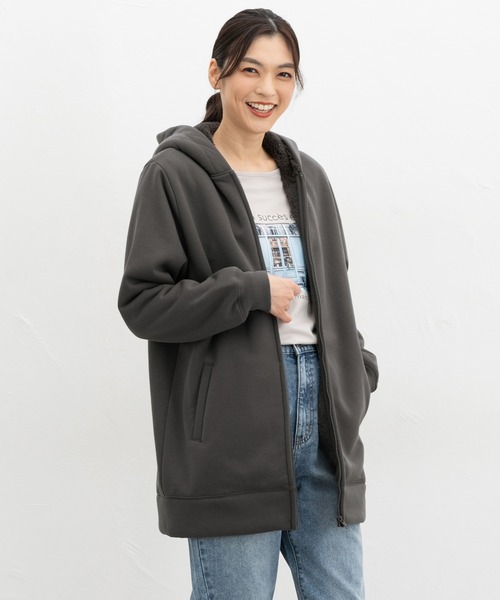 Honeys（ハニーズ） パーカー 「ハニぽか」裏ボアロングパーカー