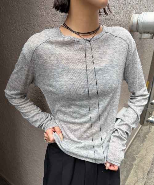 AIC. tシャツ シアーリブ切り替えロンティー レディース : ZOZOTOWN