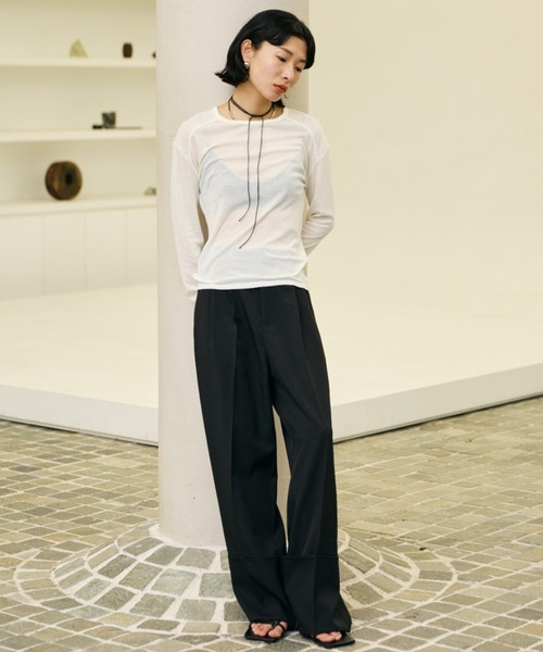 AIC. tシャツ シアーリブ切り替えロンティー レディース : ZOZOTOWN