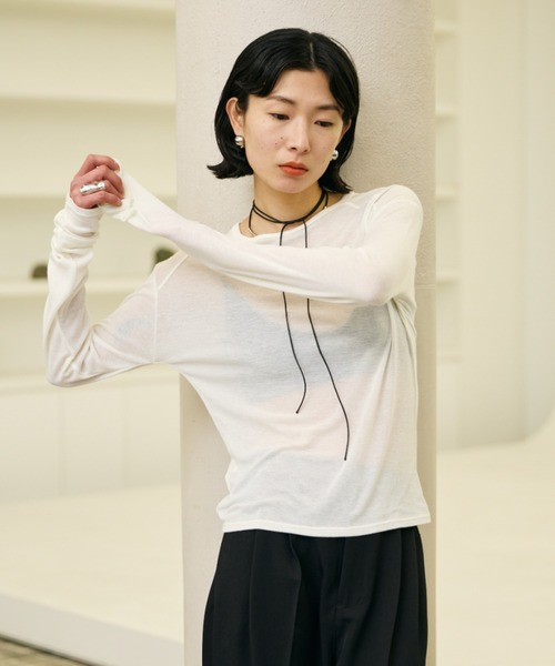 AIC. tシャツ シアーリブ切り替えロンティー レディース : ZOZOTOWN