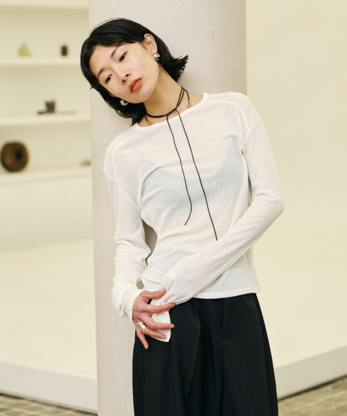 AIC. tシャツ シアーリブ切り替えロンティー レディース : ZOZOTOWN