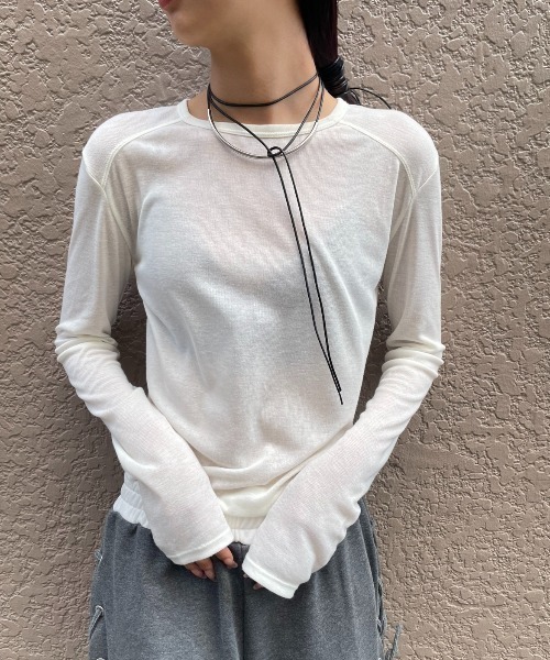 AIC. tシャツ シアーリブ切り替えロンティー レディース : ZOZOTOWN