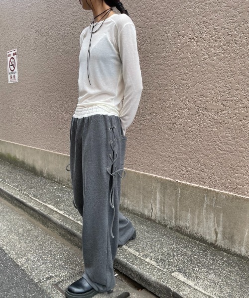 AIC. tシャツ シアーリブ切り替えロンティー レディース : ZOZOTOWN