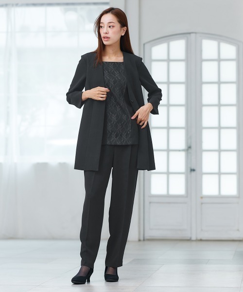 【美品】wjk セットアップ スーツ ジャケット パンツ L 黒 ブラック ニッセン（nissen） 喪服 セレモニースーツ セットアップ 卒園式 日本