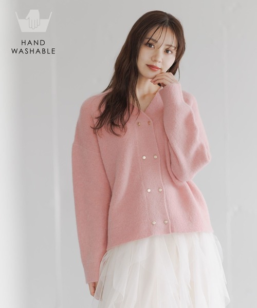 アンデミュウ【手洗い可能】モヘアWキンボタンカーディガン Andemiu｜【手洗い可能】モヘアWキンボタンカーディガン | Rakuten