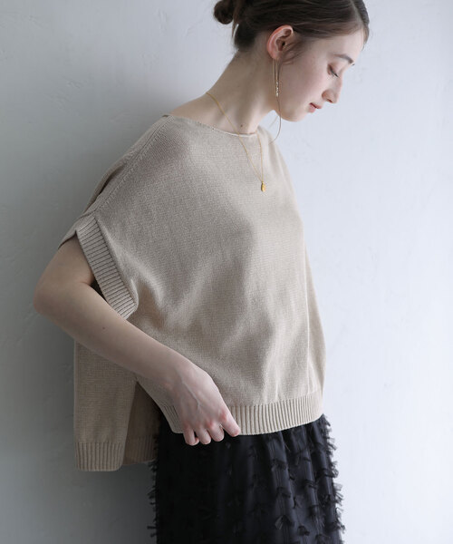 「La TOTALITE」 半袖ニット FREE ブラック レディース_画像3