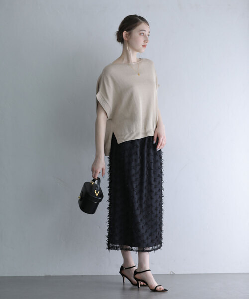 「La TOTALITE」 半袖ニット FREE ブラック レディース_画像8