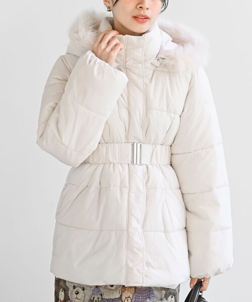 r・p・s（アールピーエス） コート アウター ベルト付き中綿フード