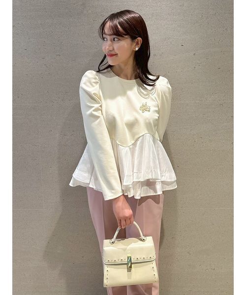 CELFORD ホワイトペプラムトップス CELFORD（セルフォード） tシャツ ペプラムドッキングカットトップス