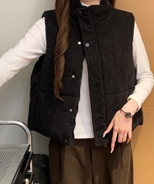 ダウンベスト ベスト コーデュロイダウンベスト レディース : ZOZOTOWN