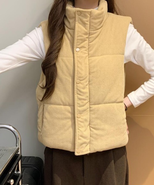 kaoyorinakami コーデュロイダウンベスト ダウンベスト ベスト コーデュロイダウンベスト レディース : ZOZOTOWN
