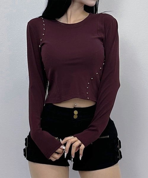 FOLLOWIN（フォロウィン） tシャツ 4COLOR/スタッズアクセント