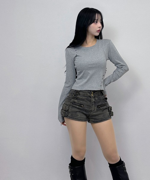 FOLLOWIN（フォロウィン） tシャツ 4COLOR/スタッズアクセント