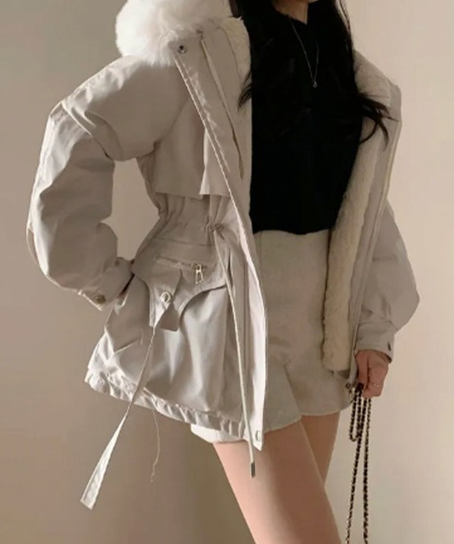 ダウンコート ダウンジャケット ファー付 ドロスト レディース