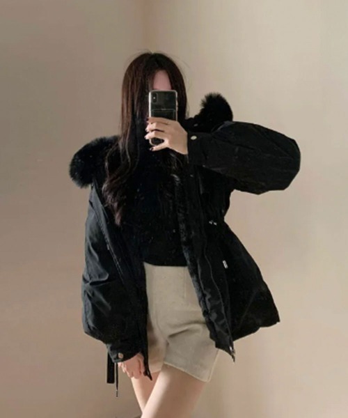 ダウンコート ダウンジャケット ファー付 ドロスト レディース