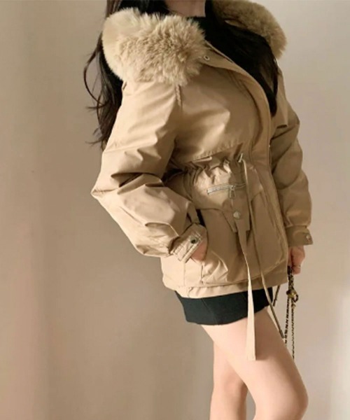 ダウンコート ダウンジャケット ファー付 ドロスト レディース