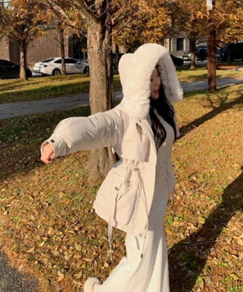 ダウンコート ダウンジャケット ファー付 ドロスト レディース