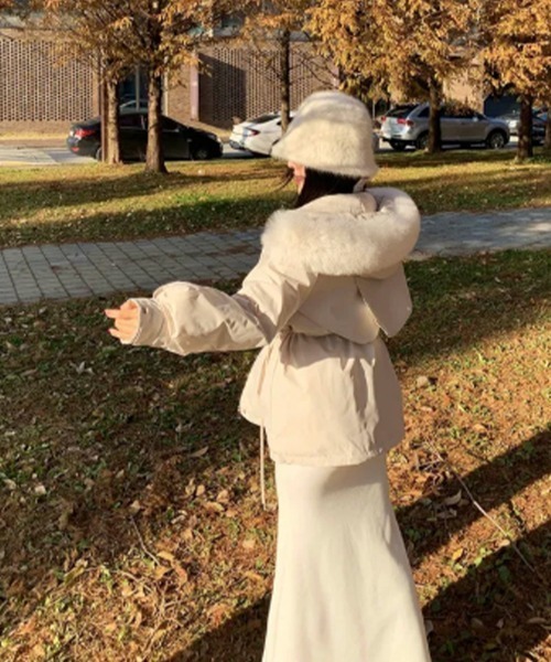 ダウンコート ダウンジャケット ファー付 ドロスト レディース