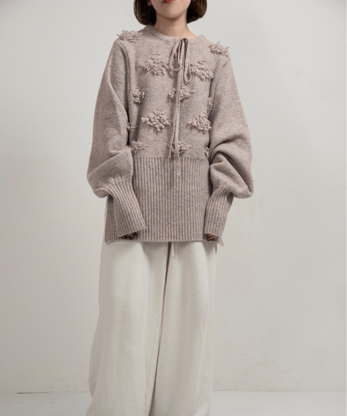 lawgy（ラウジー） ニット セーター string neck 2way fringe knit