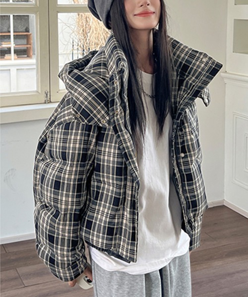 REMUR ダウンコート ダウンジャケット チェック柄中綿ジャケット