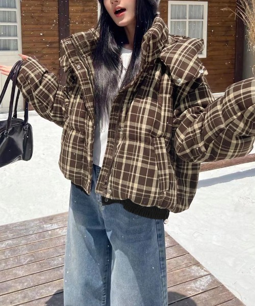 美品COACH チェック柄 ダウンジャケット COACH チェック柄 ダウンジャケット