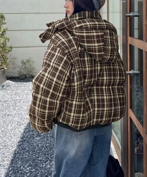 REMUR ダウンコート ダウンジャケット チェック柄中綿ジャケット