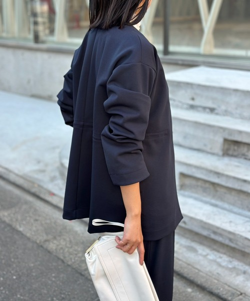 「Emma Taylor」 ノーカラージャケット 36 ライトベージュ レディース_画像3