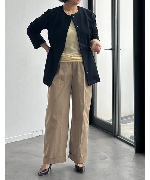 「Emma Taylor」 ノーカラージャケット 36 ライトベージュ レディース_画像5