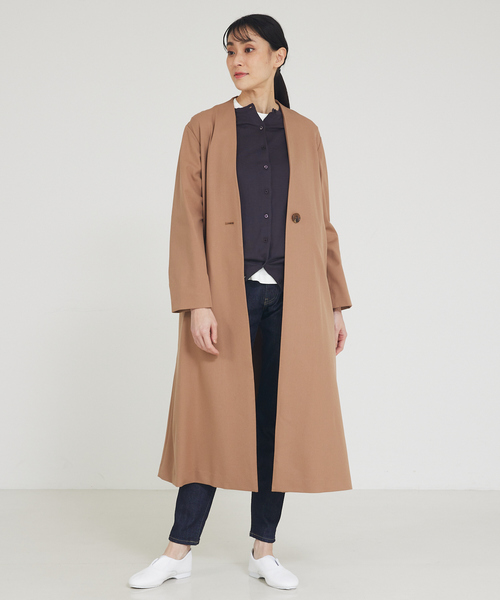 「collex」 ノーカラーコート フリー ネイビー レディース_画像2