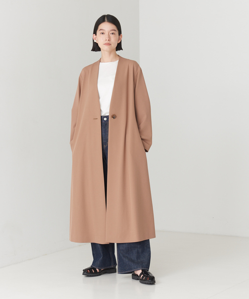 「collex」 ノーカラーコート フリー ネイビー レディース_画像5