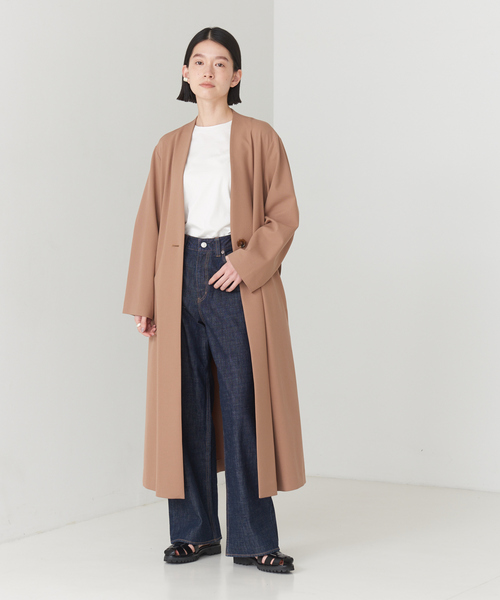 「collex」 ノーカラーコート フリー ネイビー レディース_画像6
