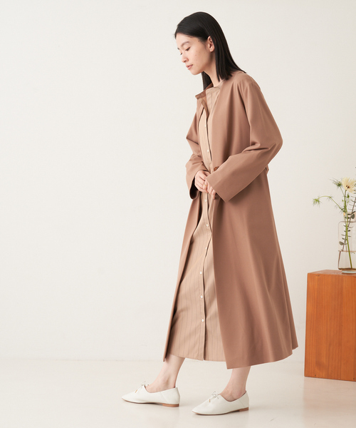 「collex」 ノーカラーコート フリー ネイビー レディース_画像9