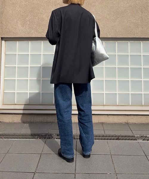 「meilmada」 ノーカラージャケット FREE グレー レディース_画像3