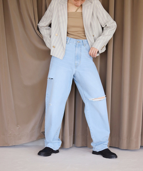 「SLOBE citron.」 デニムパンツ 38 サックスブルー レディース_画像6