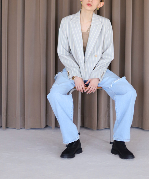 「SLOBE citron.」 デニムパンツ 38 サックスブルー レディース_画像8