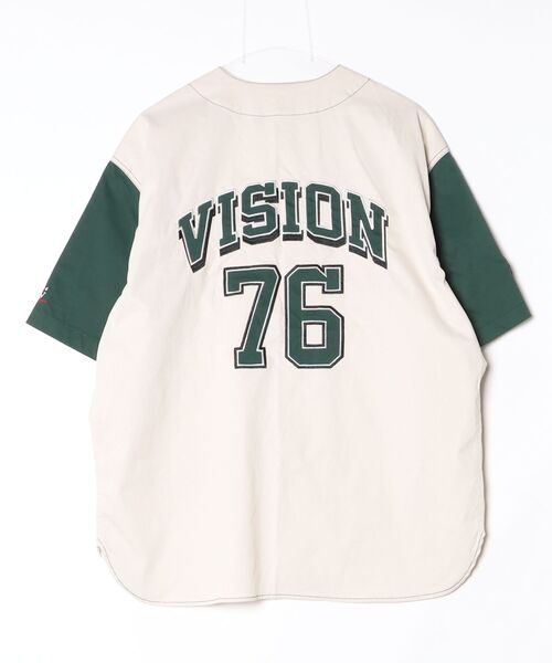 「VISION STREET WEAR」 刺繍半袖シャツ M ベージュ メンズ_画像2