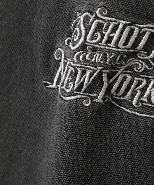 Schott グレー 刺繍ロゴ シャツ S Schott N.Y.C（ショット） tシャツ Schott/ショット/ARABESQU EMB