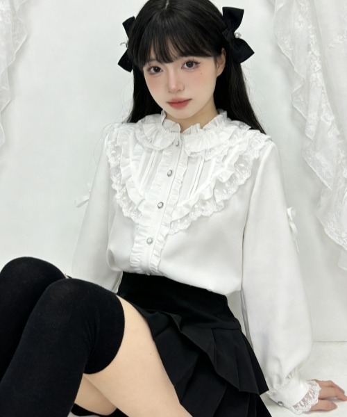 gossip!ロサンゼルス ブラウス シャツ 「Y2Kガーリー」レトロレース 