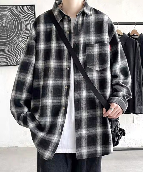 「SEN TOKYO」 長袖ネルシャツ L レッド メンズ_画像4