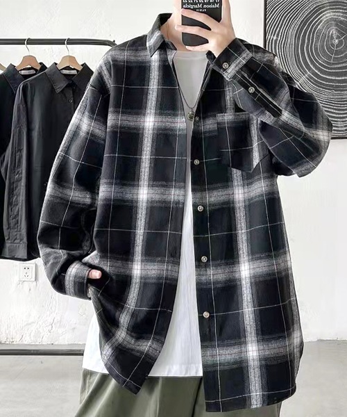 「SEN TOKYO」 長袖ネルシャツ L レッド メンズ_画像5