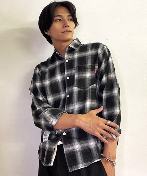 「SEN TOKYO」 長袖ネルシャツ L レッド メンズ_画像6