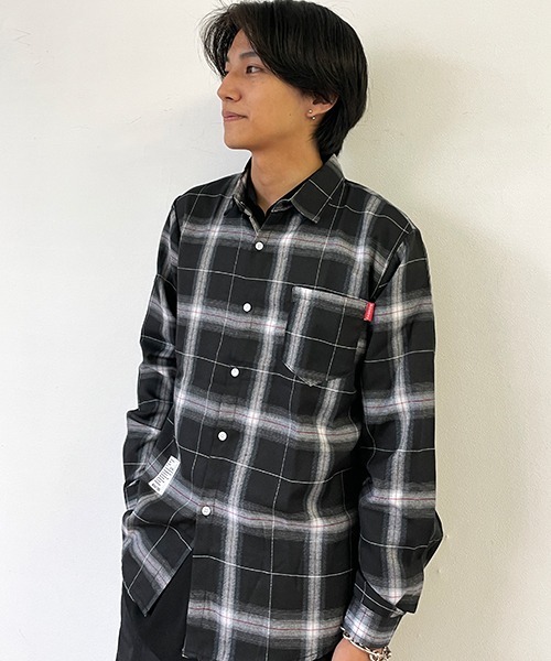 「SEN TOKYO」 長袖ネルシャツ L レッド メンズ_画像7