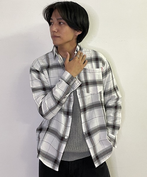 「SEN TOKYO」 長袖ネルシャツ L レッド メンズ_画像8