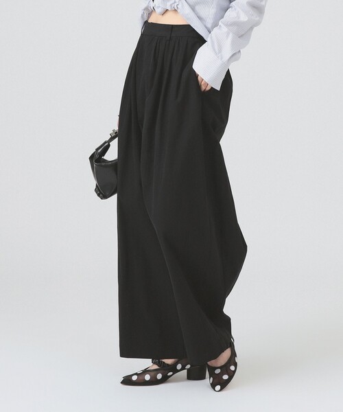 スラックス パンツ 「4/2値下げ」ギャザー ボリューム パンツ レディース