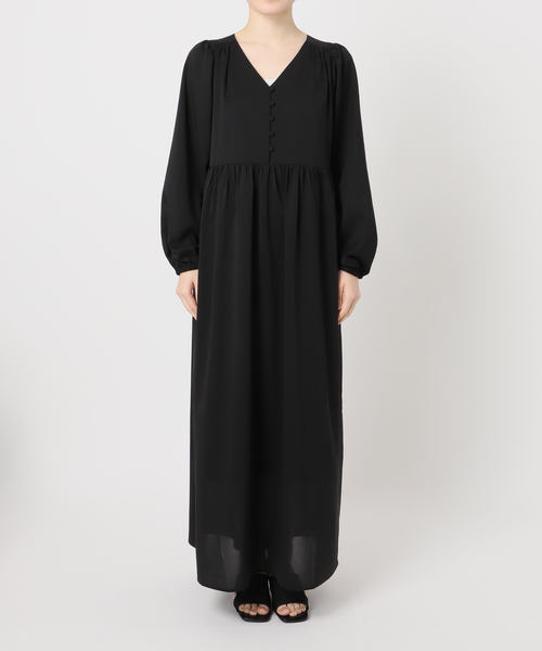B.C STOCK ブラック ドット柄 キャミワンピース ロング丈 B.C STOCK（ベーセーストック）の「ドット無地プリントキャミ