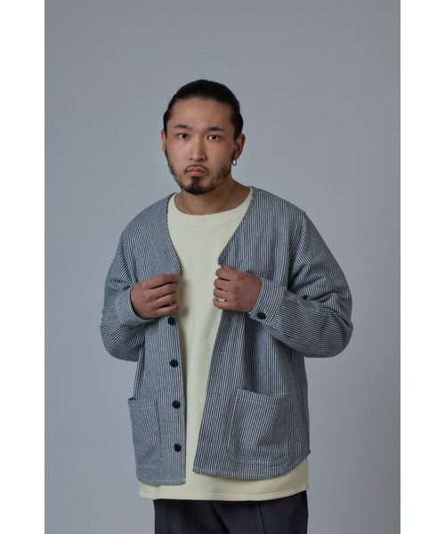 「BIG MIKE」 カーディガン X-LARGE ブラック×ブルー メンズ_画像6