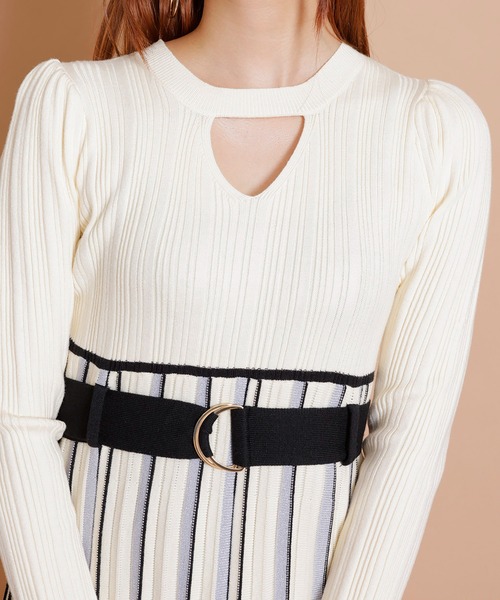 「REDYAZEL」 ニットワンピース FREE ネイビー レディース_画像7